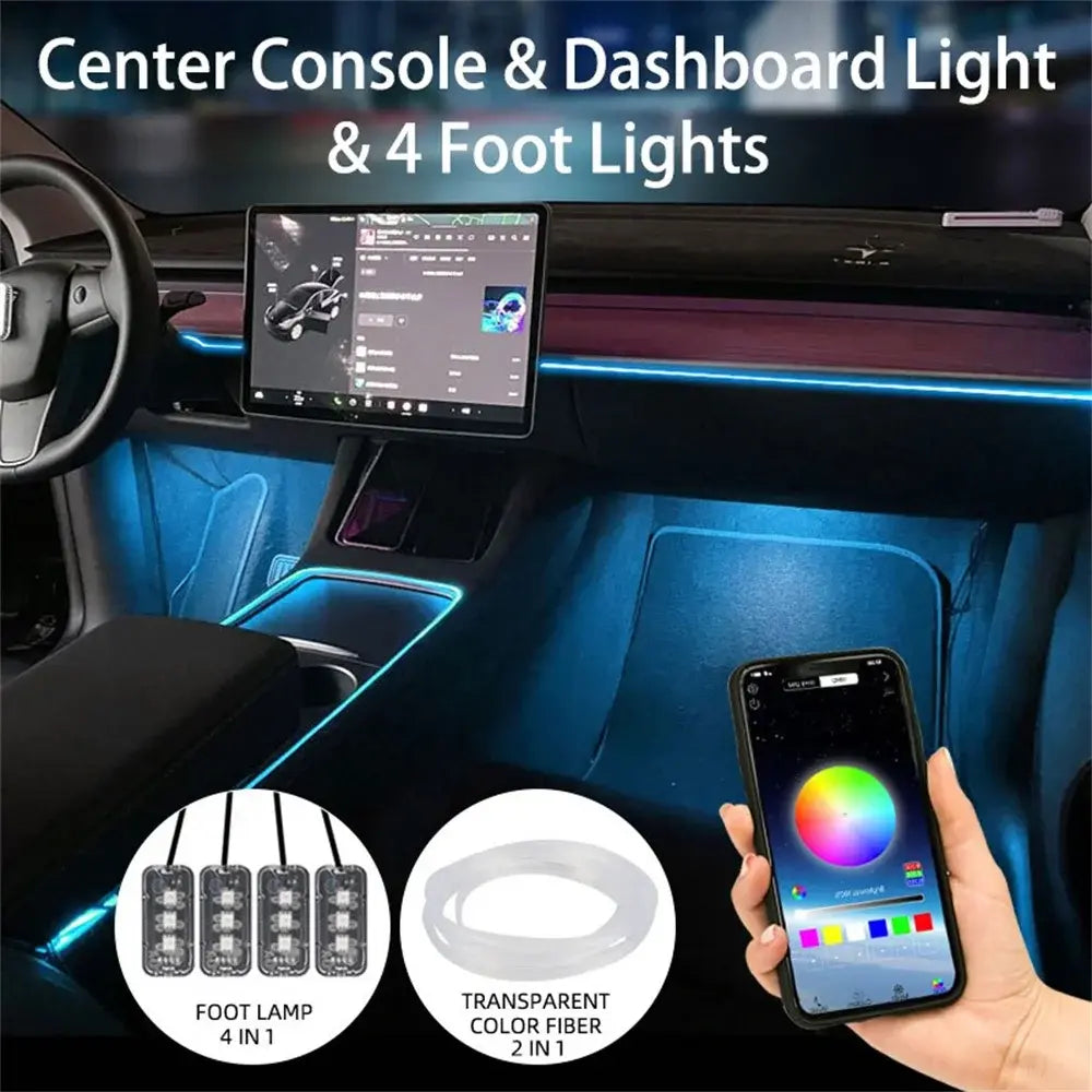 Center Console Dashboard Neon Lights with Smart Control